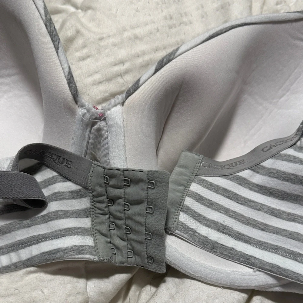 Cacique Gray and White Striped‎ Bra